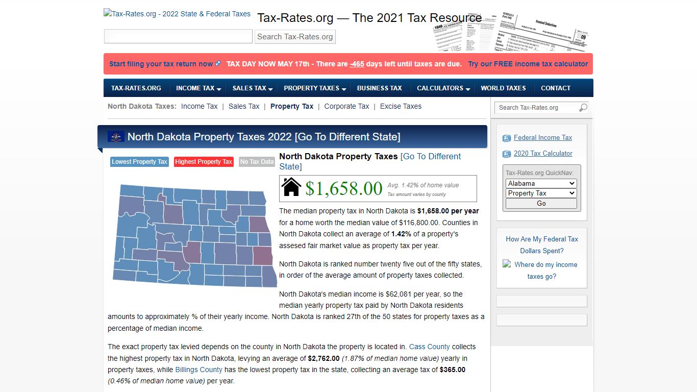 North Dakota Property Taxes By County - 2022 - Tax-Rates.org