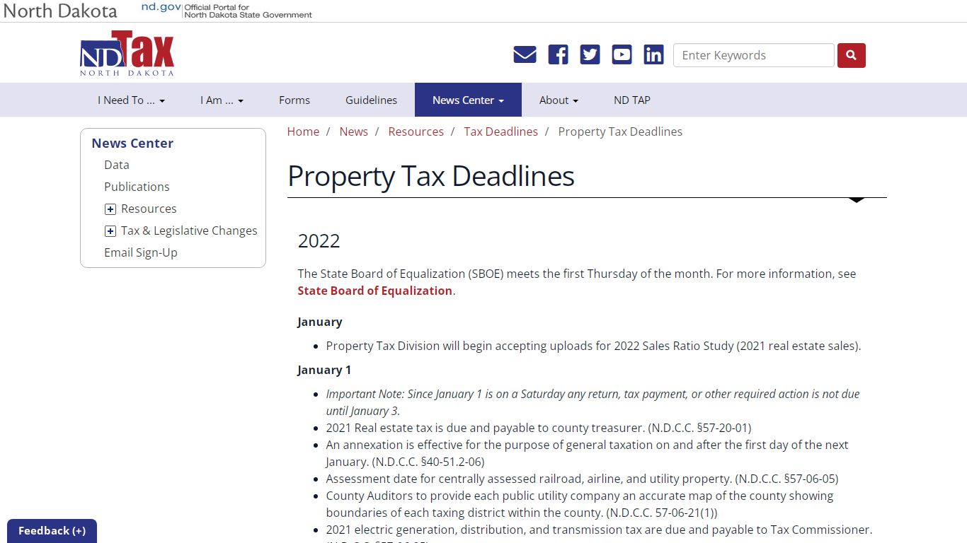 Property Tax Deadlines in North Dakota